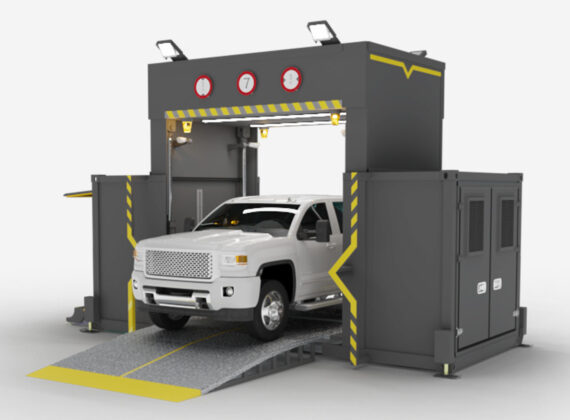 DTP 200R relocatable scanner featuring 35 mm steel penetration lateral projection 20ft container form factor and up to 20 km/h vehicle speed
